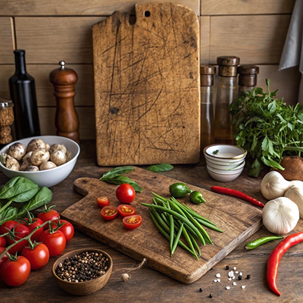 Kuchynské pracovisko s ingredienciami